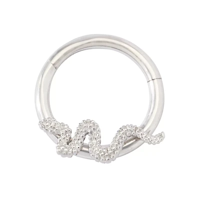 Silverplated Snake Cartilage Hinged Hoop Ring - 16 Gauge