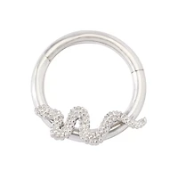 Silverplated Snake Cartilage Hinged Hoop Ring - 16 Gauge
