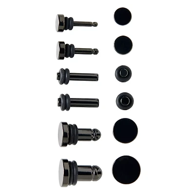 Multi-Pack Flat Top Black Plug Set - 6 Pair