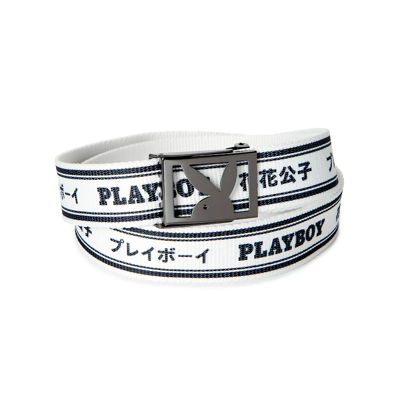 White Kanji Playboy Belt