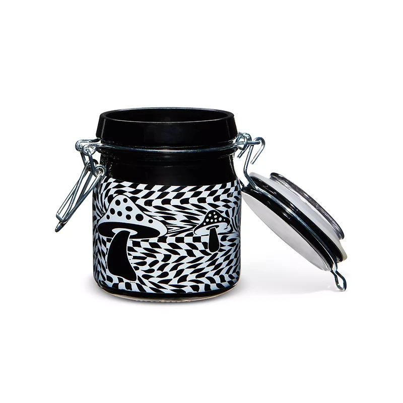 Black and White 3D Mushroom Checkered Stash Jar - 5 oz.