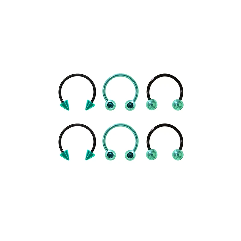 Multi-Pack Teal CZ Horseshoe Rings - 3 Pair