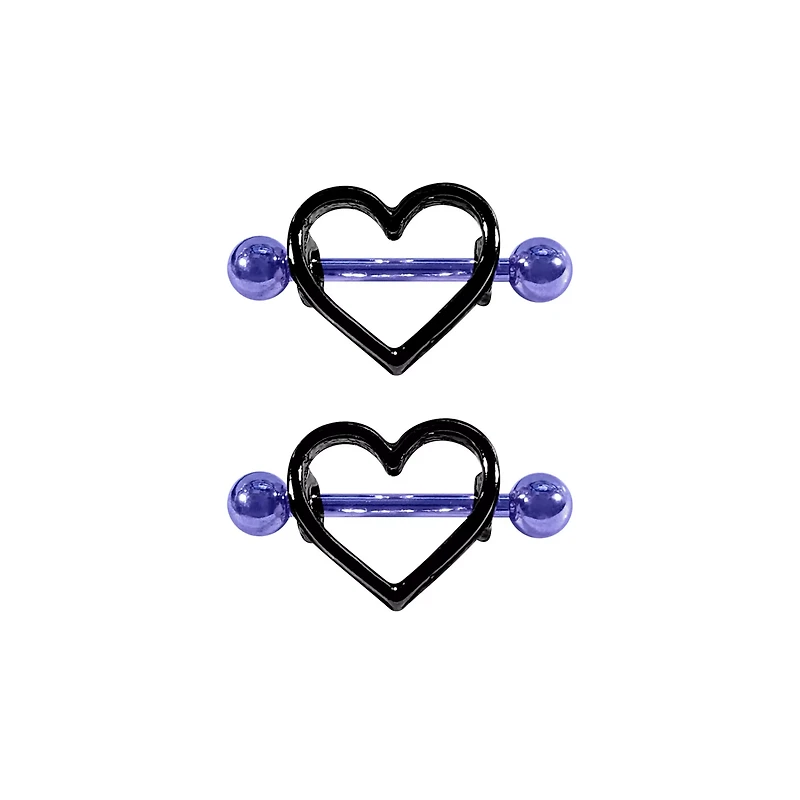 Black Heart Nipple Shields - 14 Gauge
