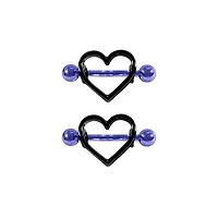 Black Heart Nipple Shields - 14 Gauge