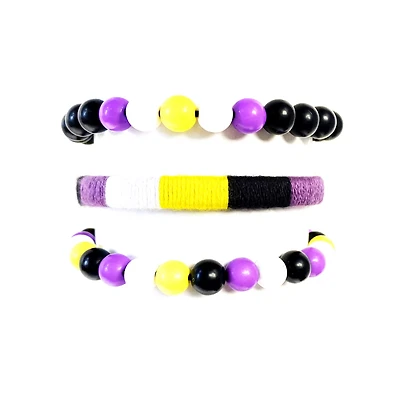 Multi-Pack Nonbinary Pride Cord and Beaded Bracelets - 3 Pack