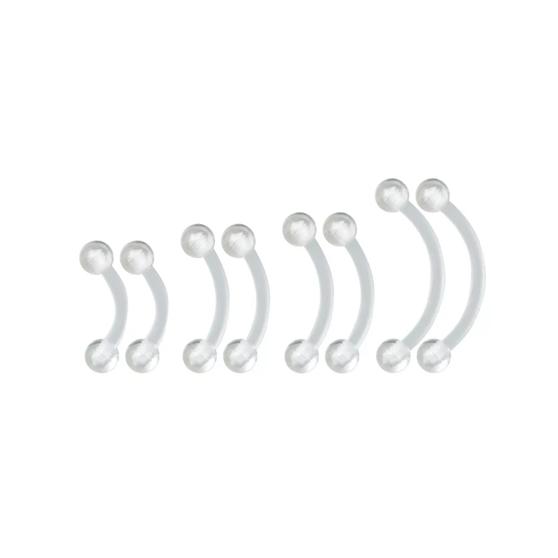 Multi-Pack Clear Curved Barbells - 8 Pack
