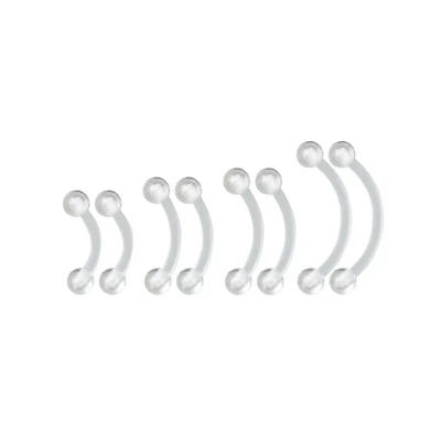Multi-Pack Clear Curved Barbells - 8 Pack