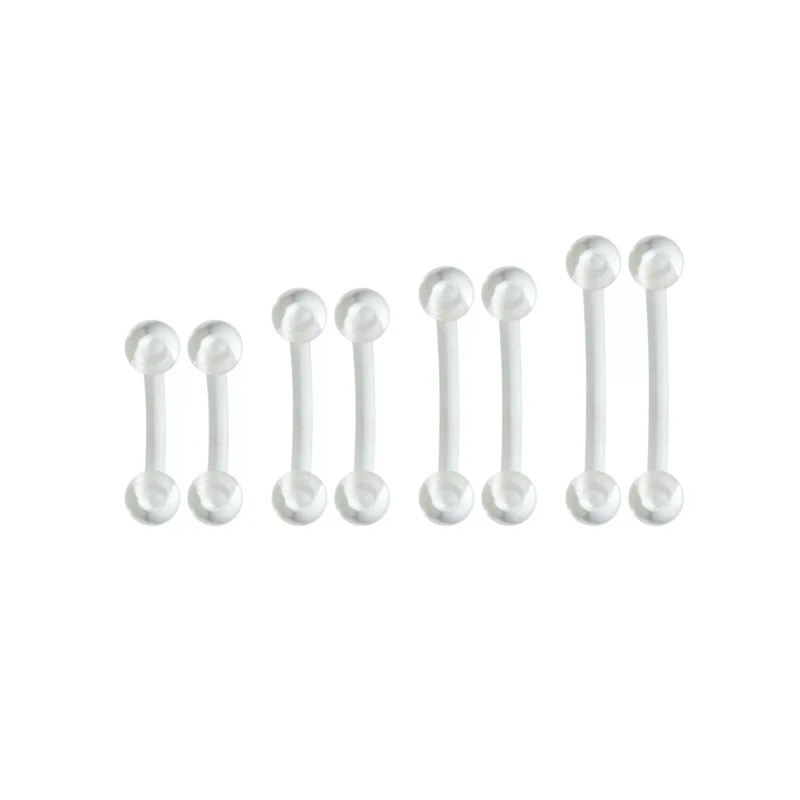 Multi-Pack Clear Curved Barbells - 8 Pack