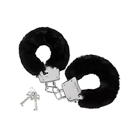 Black Furry Handcuffs - Pleasure Bound