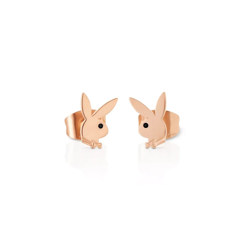 Multi-Pack Rose Goldtone Playboy Bunny and CZ Stud Earrings - 3 Pair