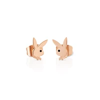 Multi-Pack Rose Goldtone Playboy Bunny and CZ Stud Earrings - 3 Pair