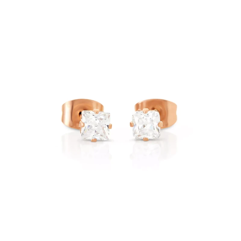 Multi-Pack Rose Goldtone Playboy Bunny and CZ Stud Earrings - 3 Pair