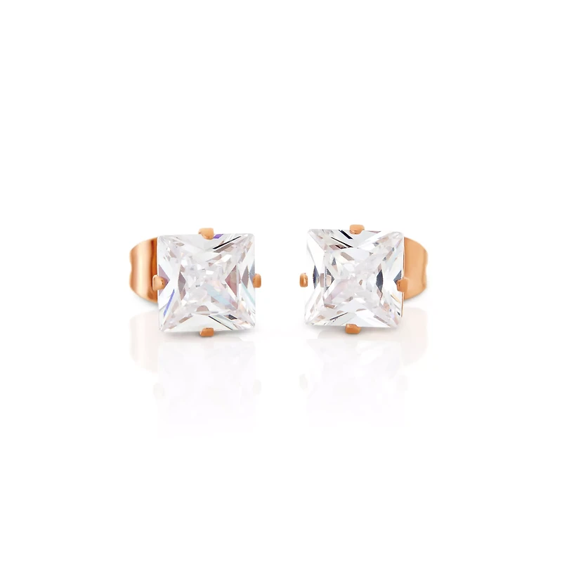 Multi-Pack Rose Goldtone Playboy Bunny and CZ Stud Earrings - 3 Pair
