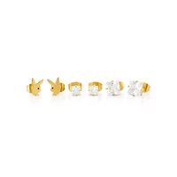 Multi-Pack Playboy Bunny and CZ Stud Earrings - 3 Pair