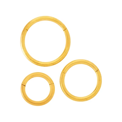 Multi-Pack Goldtone Hoop Nose Rings 3 Pack - 16 Gauge