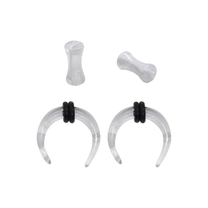 White Marble Pinchers and Plugs Set