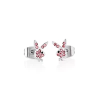 Multi-Pack CZ Pink Playboy Bunny Heart Stud Earrings 3 Pack - 20 Gauge