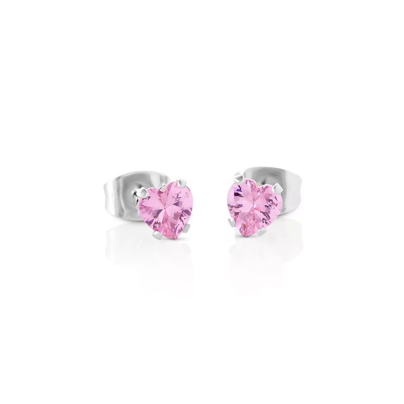 Multi-Pack CZ Pink Playboy Bunny Heart Stud Earrings 3 Pack - 20 Gauge
