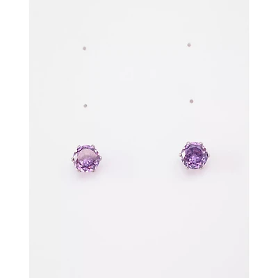 CZ Amethyst Birthstone Stud Earrings
