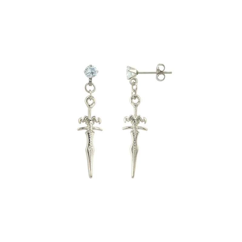 CZ Sword Stud Dangle Earrings