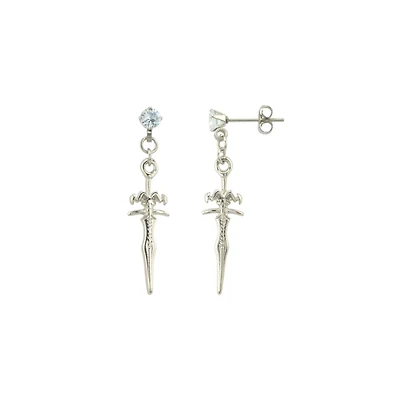 CZ Sword Stud Dangle Earrings