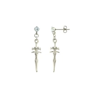 CZ Sword Stud Dangle Earrings