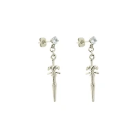 CZ Sword Stud Dangle Earrings