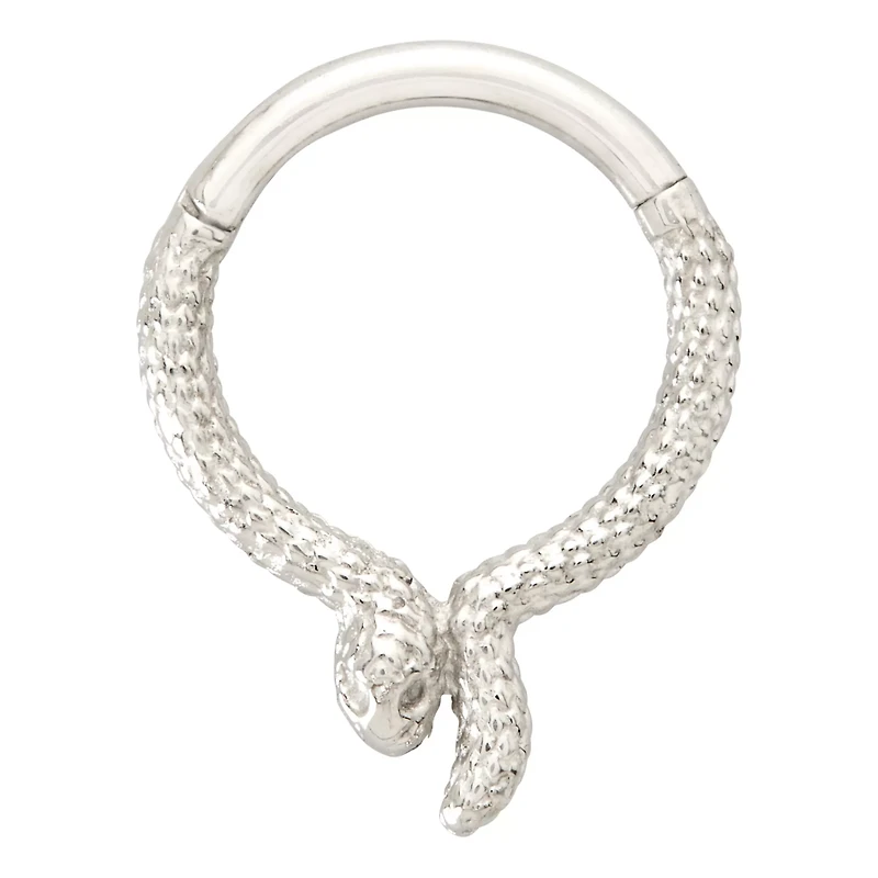 Snake Silver-Tone Hinged Hoop Ring