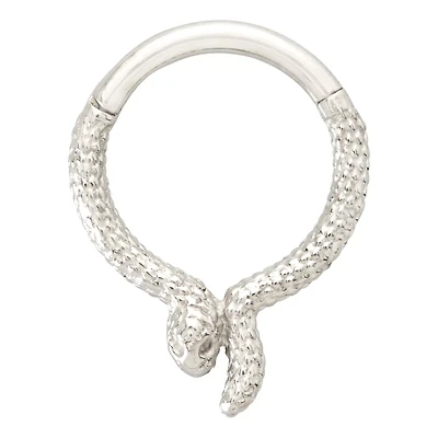 Snake Silver-Tone Hinged Hoop Ring