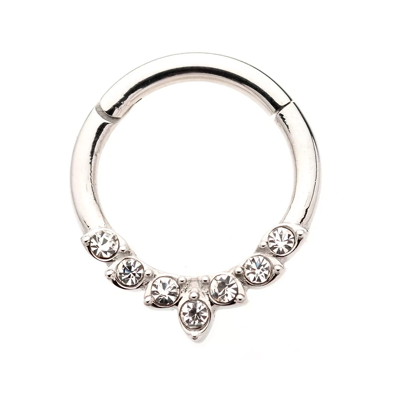 CZ Silvertone Leaf Hinged Septum Ring