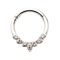 CZ Silvertone Leaf Hinged Septum Ring