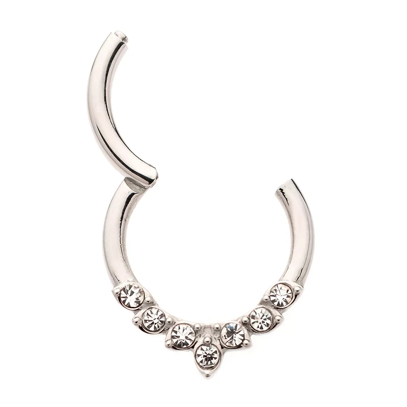 CZ Silvertone Leaf Hinged Septum Ring