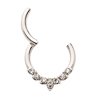 CZ Silvertone Leaf Hinged Septum Ring