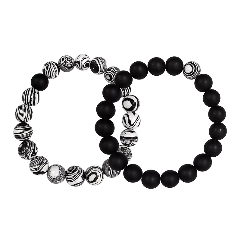 Black and Swirl Long Distance Beaded Bracelets