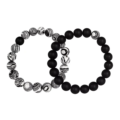 Black and Swirl Long Distance Beaded Bracelets