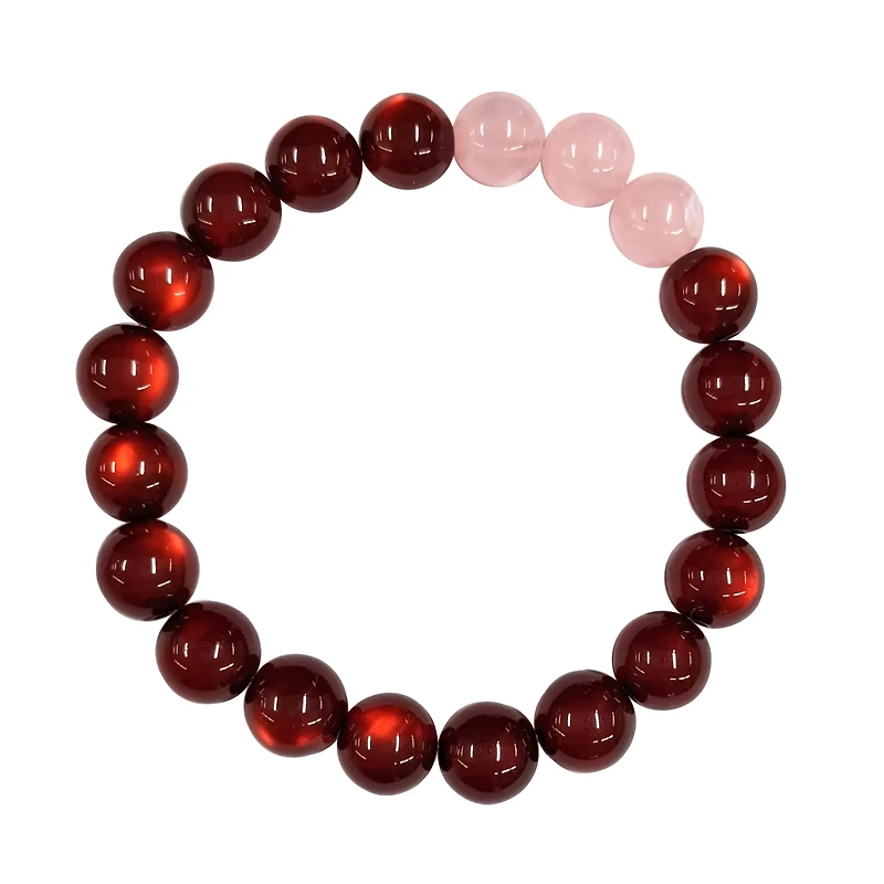 Pink and Red Long Distance Beaded Bracelets - 2 Pack