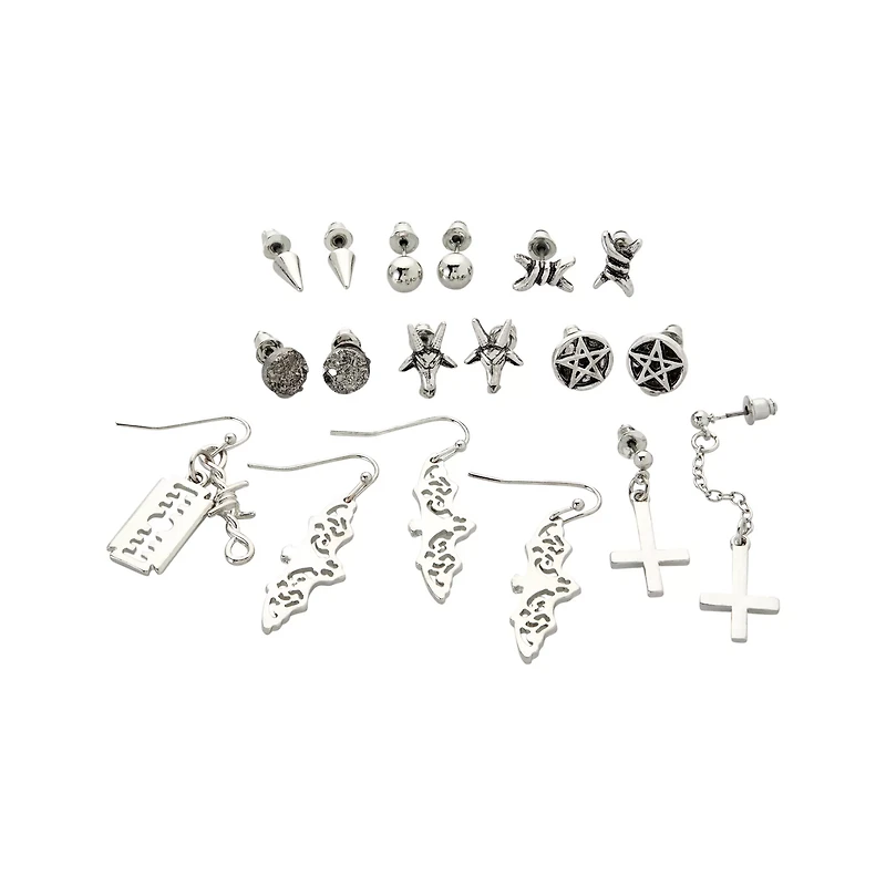 Multi-Pack Baphomet Charm and Dangle Earrings - 9 Pack