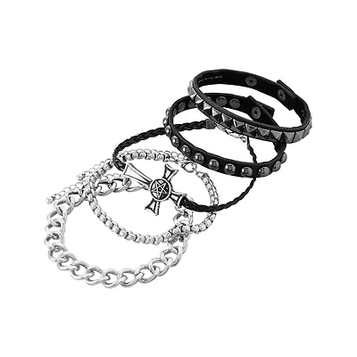 Multi-Pack Black Studded Bracelets - 5 Pack