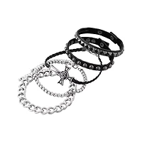 Multi-Pack Black Studded Bracelets - 5 Pack