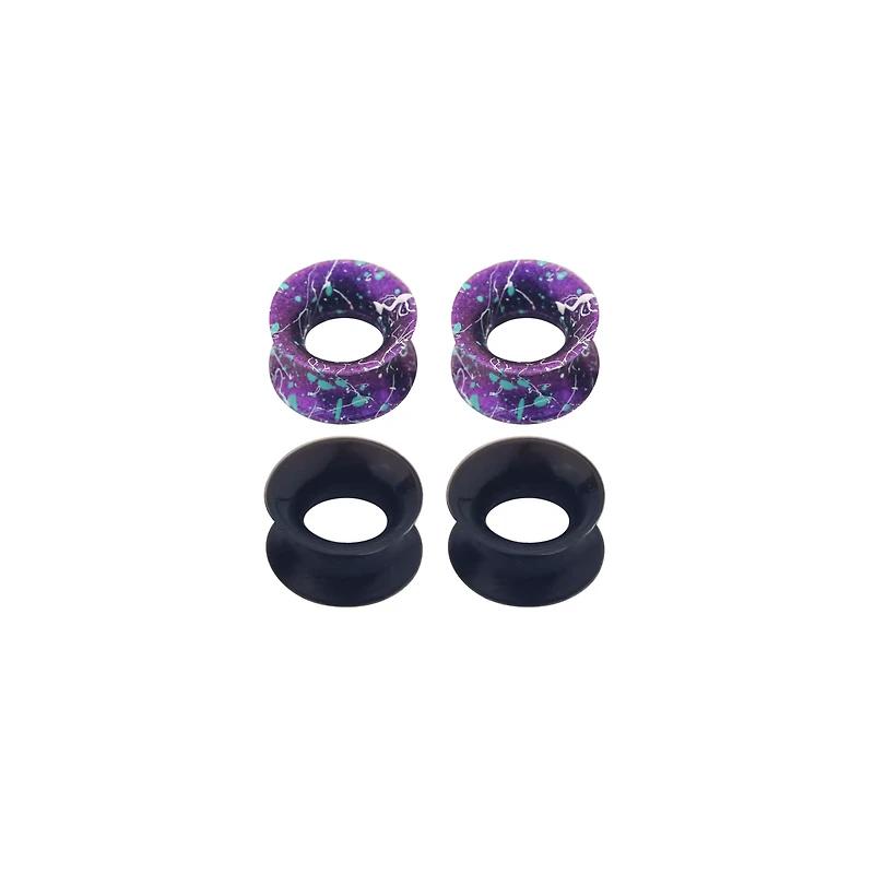 Multi-Pack Purple and Black Silicone Splatter Tunnels - 2 Pair