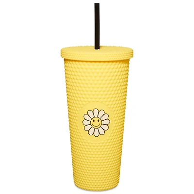 Yellow Daisy Textured Cup with Straw- 20 oz.