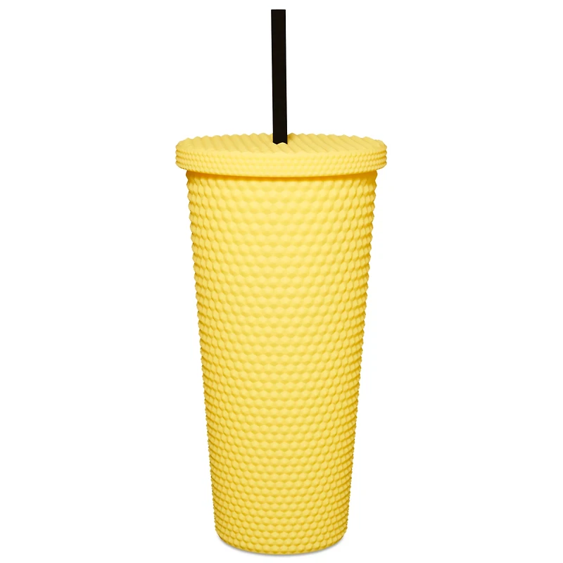 Yellow Daisy Textured Cup with Straw- 20 oz.