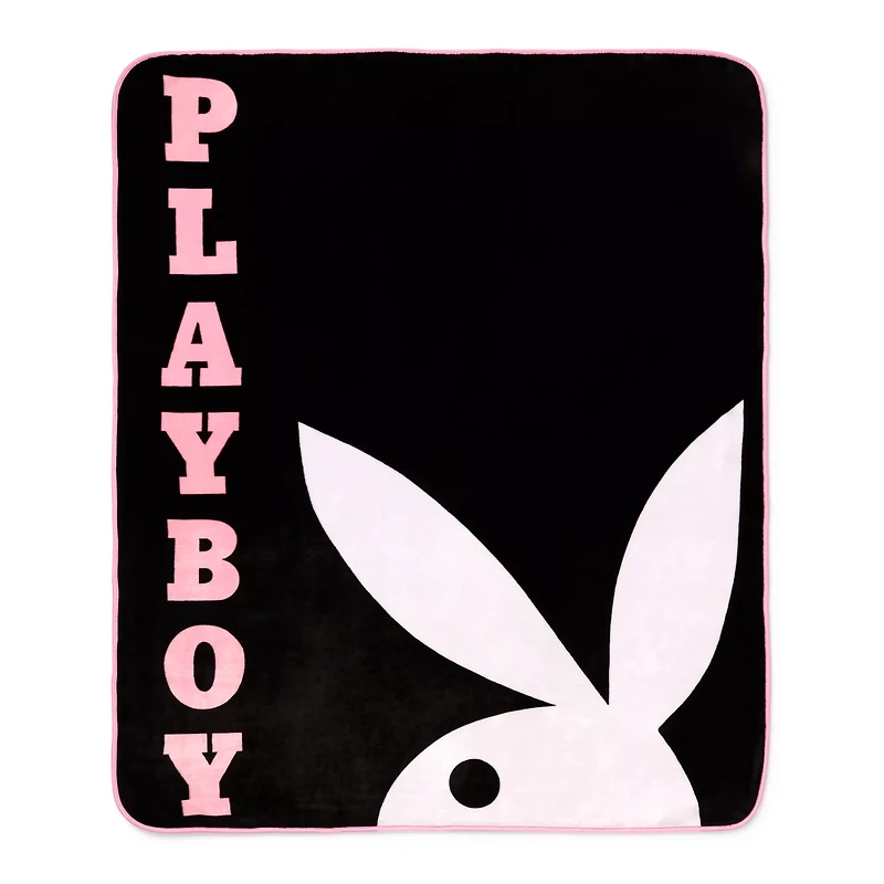 Black Playboy Reversible Fleece Blanket