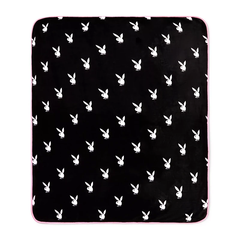 Black Playboy Reversible Fleece Blanket