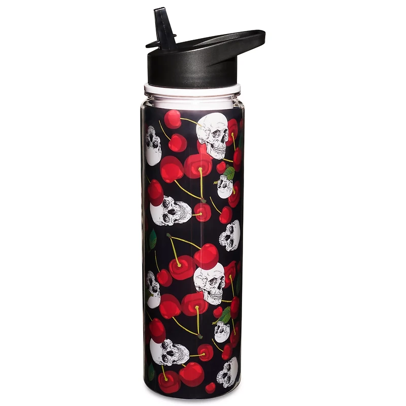 Cherry Skull Water Bottle with Straw - 18 oz.