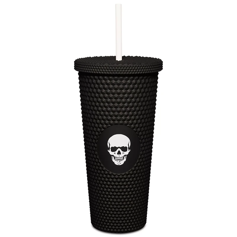 Black Skull Textured Cup with Straw- 20 oz