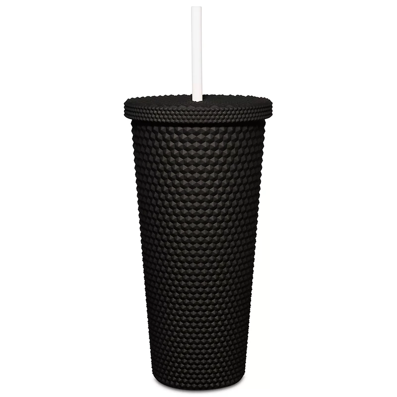 Black Skull Textured Cup with Straw- 20 oz