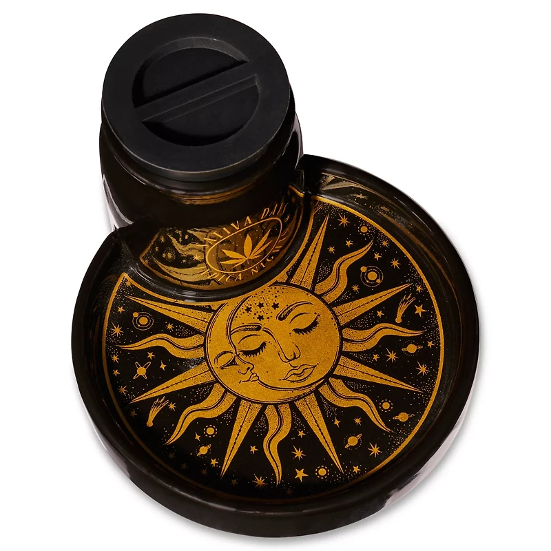 Celestial Sun and Weed Leaf Stash Jar and Sun Ashtray