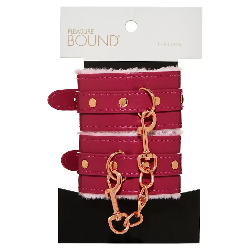 Pink Faux Leather Fur Cuffs - Pleasure Bound