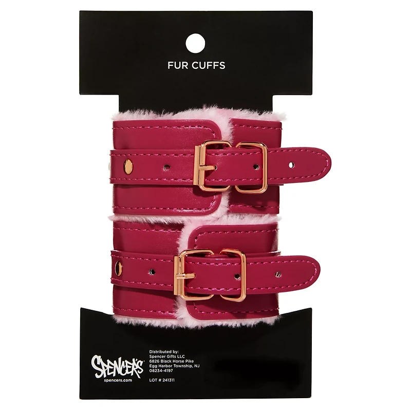 Pink Faux Leather Fur Cuffs - Pleasure Bound